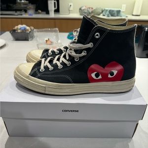 Converse Chuck 70 HI CDG PLAY men’s size 12 Black White COMME DE CARCONS